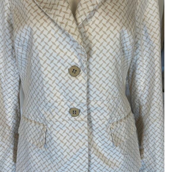 New York & Company Women's Size 6 Stretch White and Beige Printed Blazer #0410 - Picture 5 of 13